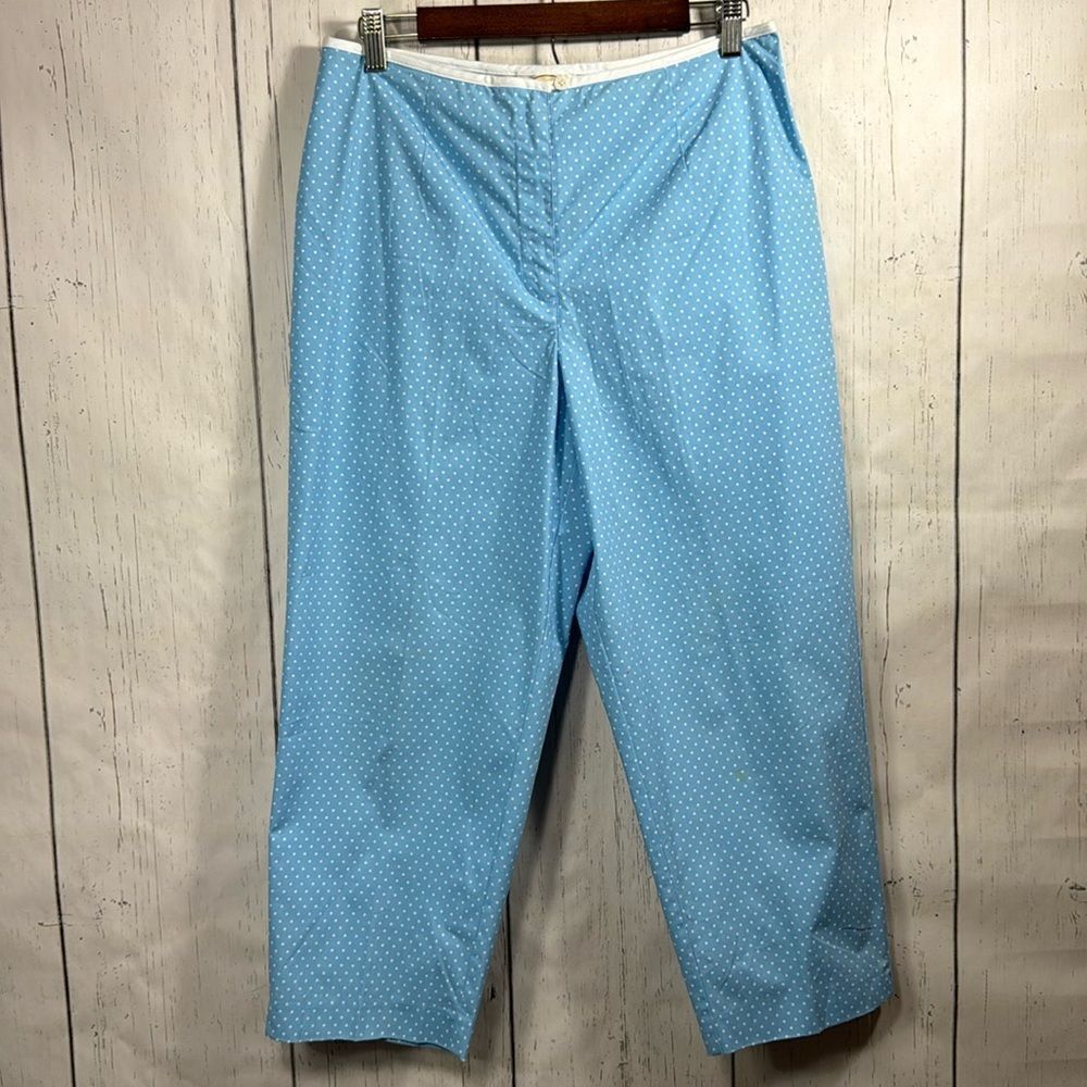 Talbots Blue Polka Dot Capri Pants Preppy Coastal Grandma Stretch Cropped 10